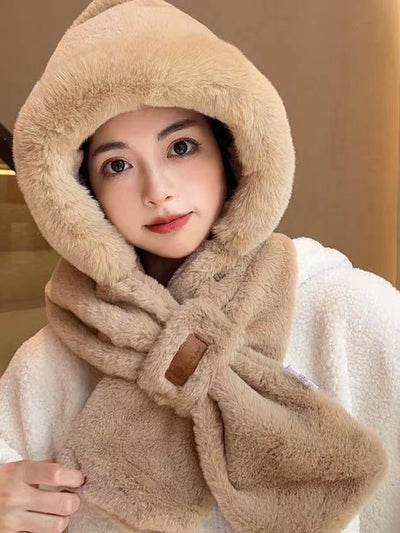 Cycling Cold Protection Ear Protection Fleece-lined Warm Hat All-match Scarf