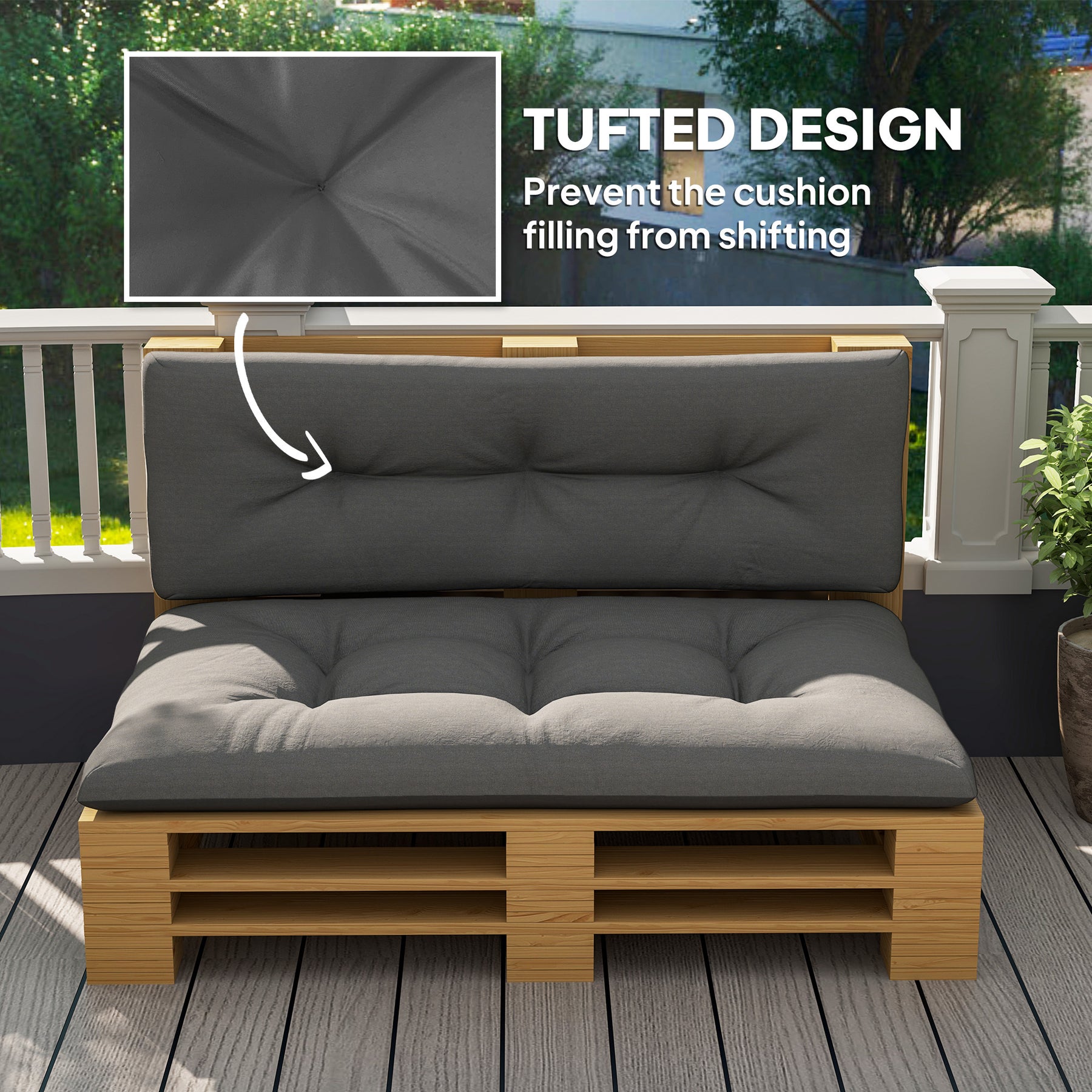 2 Seater Pallet Cushions Outdoor 3.9 Thick Replacement Cushions