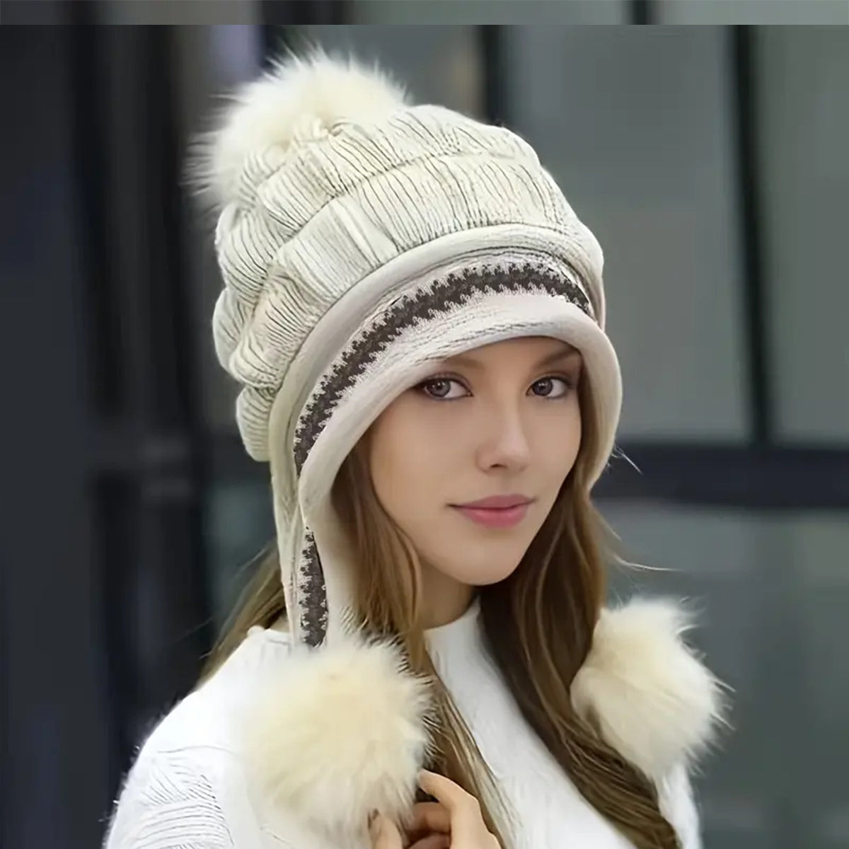Cozy Knit Fleece-Feel Beanie With Ear Flaps