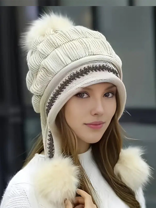 Cozy Knit Fleece-Feel Beanie With Ear Flaps