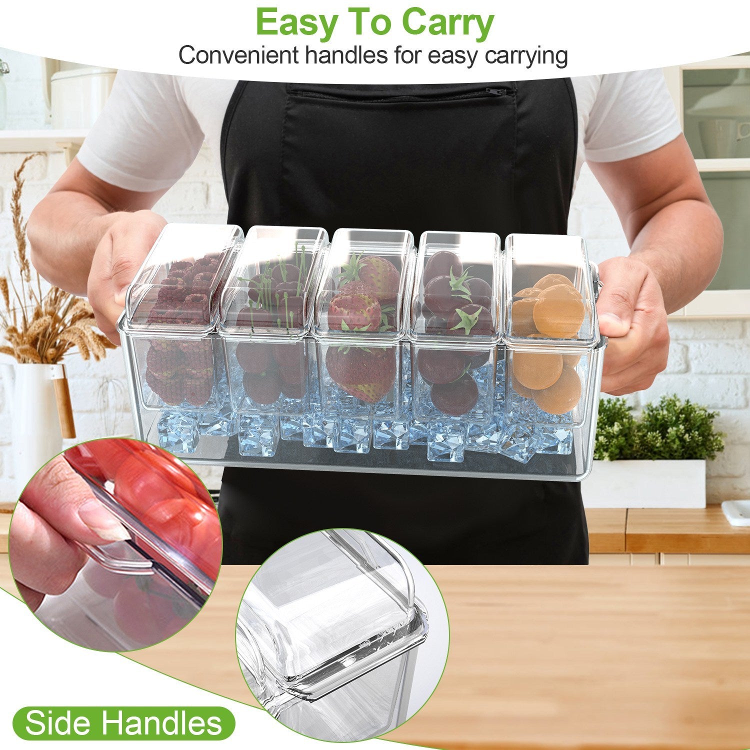 1Set Ice Chilled Condiment Caddy Serving Tray
