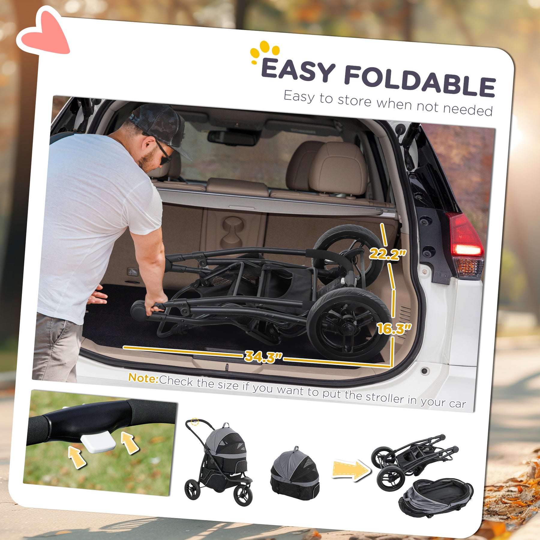 Pet Jogging Stroller For Small Dogs And Cats