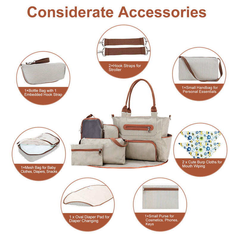 8Pcs Baby Nappy Diaper Bags Set