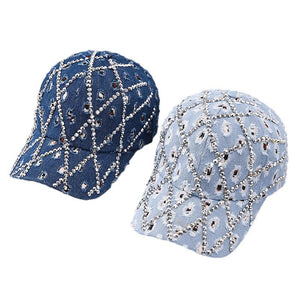 Ripped Diamond Denim Baseball Cap