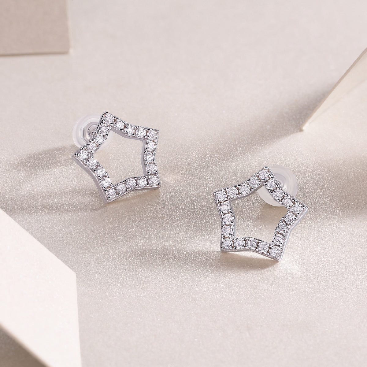 Tonight's New Star - S925 Moissanite Sterling Silver Earrings With Platinum-plated Stud Earrings