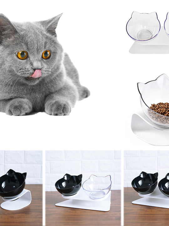 Cat Double Bowl Cat Food Bowl Protects Cervical Vertebra