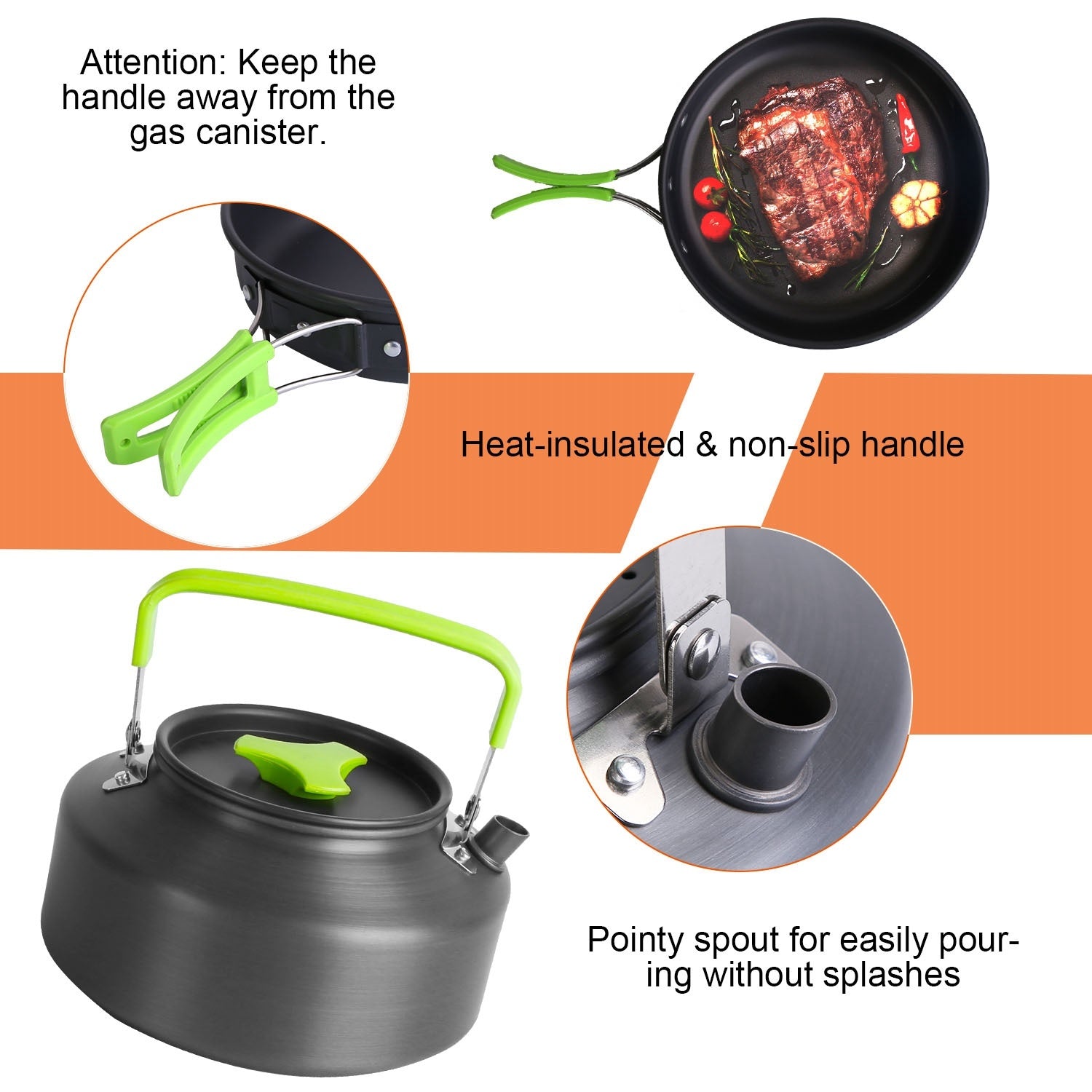 16Pcs Camping Cooking Ware Set Camping Stove Cookware Kit Aluminum Pot Pan Kettle Set