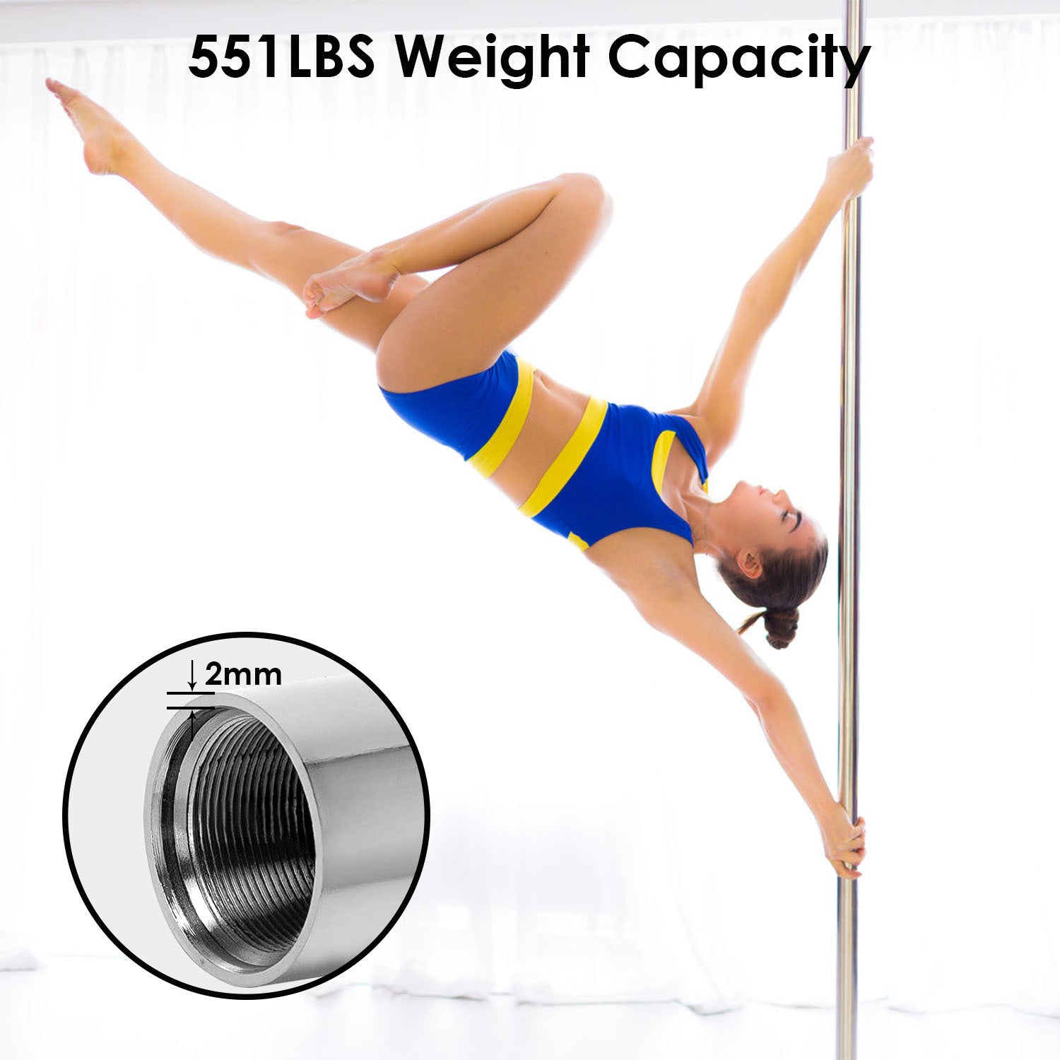 1Pc Stripper Dance Pole 45mm Spinning Static Dancing Pole