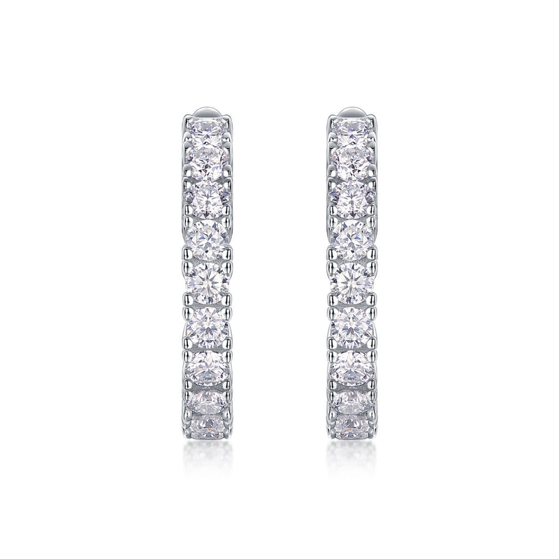 Modern Guide Luxury Fashion Diamond Earrings Stud Set With Mosan Diamond Silver Ornaments
