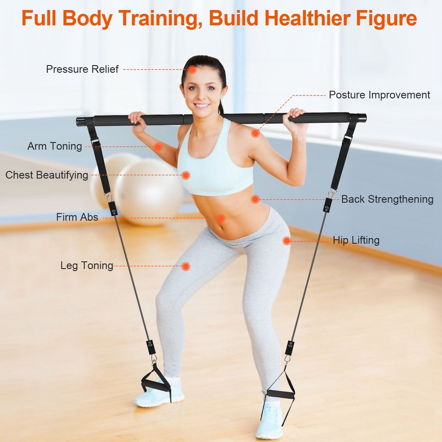 1Pc Pilates Bar Kit Multifunctional Pilates Yoga Toning Bar
