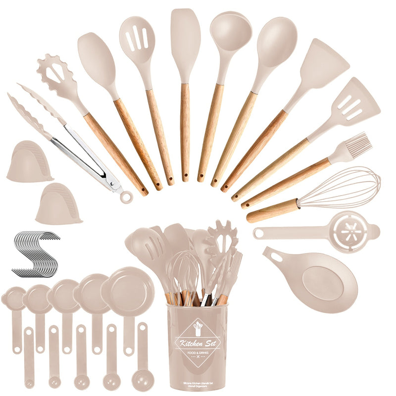 4 Colors Options -- Set Of 35Pcs Kitchen Cooking Utensils Set