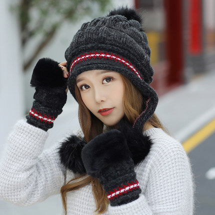 Cozy Knit Fleece-Feel Beanie With Ear Flaps