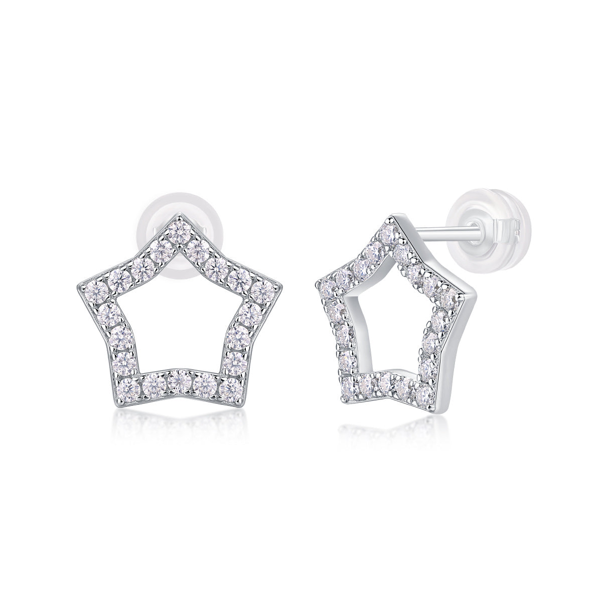 Tonight's New Star - S925 Moissanite Sterling Silver Earrings With Platinum-plated Stud Earrings