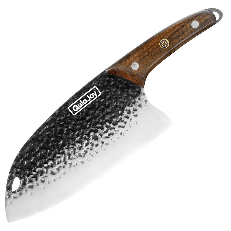 Qulajoy Meat Cleaver Knife - 7.3 Inch High Carbon Stainless Steel Butcher Knife For Meat Cutting