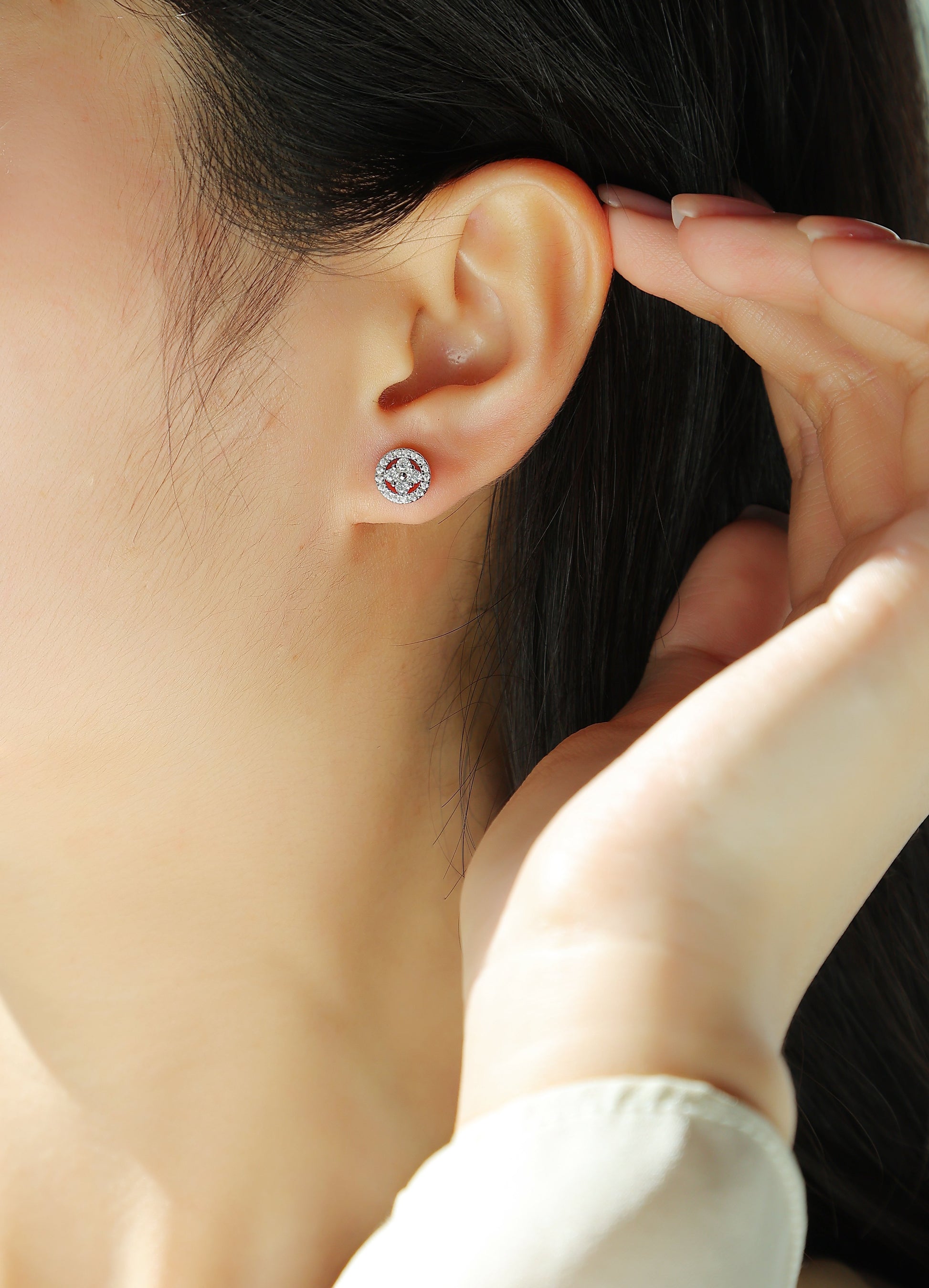 Silver Osmanthus - Fashionable And Luxurious Diamond Jewelry Earrings Set