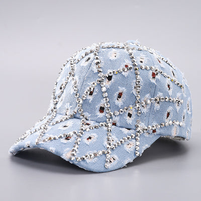 Ripped Diamond Denim Baseball Cap