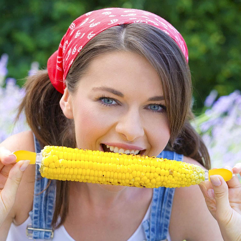 Yellow Corn Cob Holder Stainless Steel Fork Skewer Is Suitable For Corn On The Cob Grilling Tools-Selling On Amazon Is Prohibited