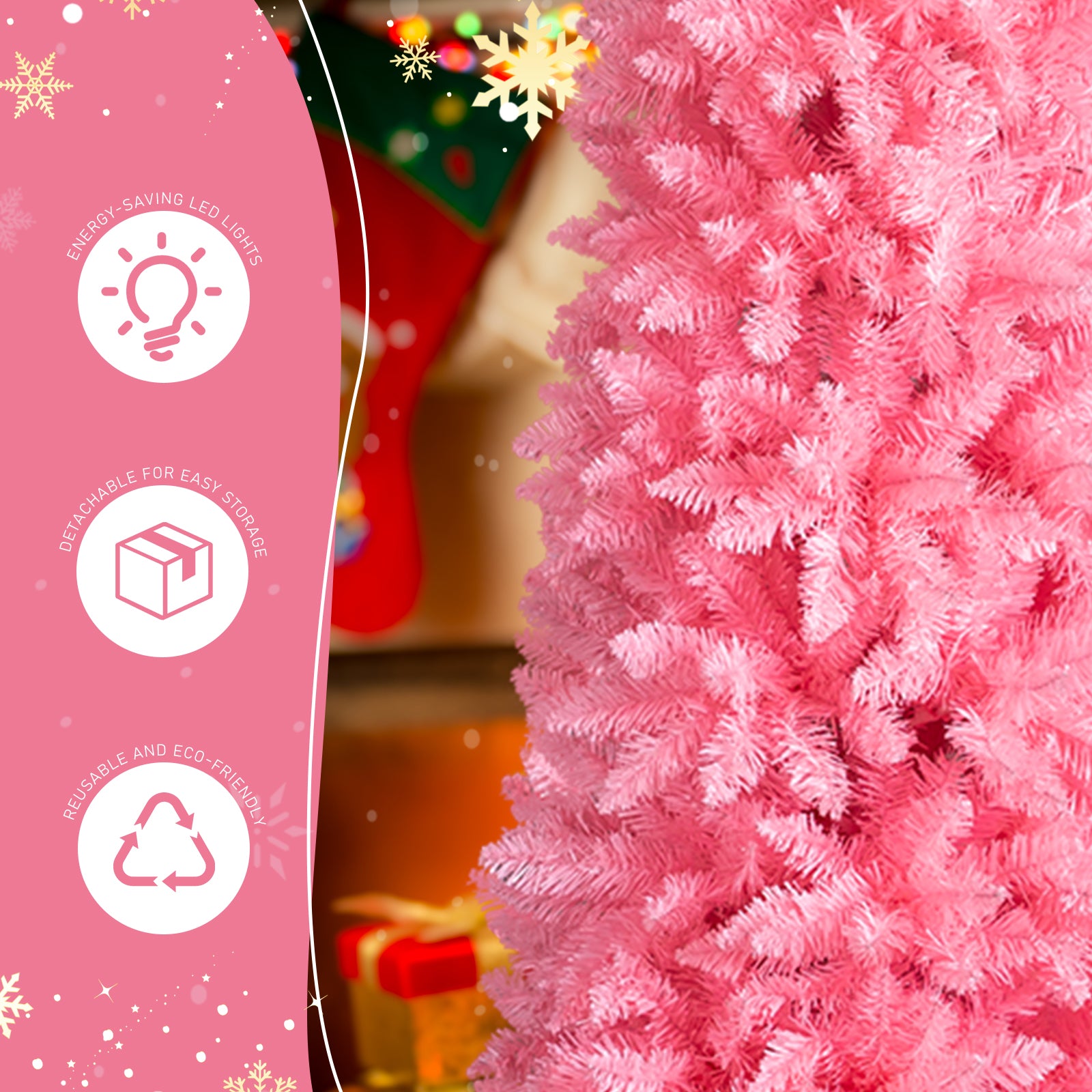 7.5 FT Hinged Christmas Tree, Artificial Pencil Christmas Tree