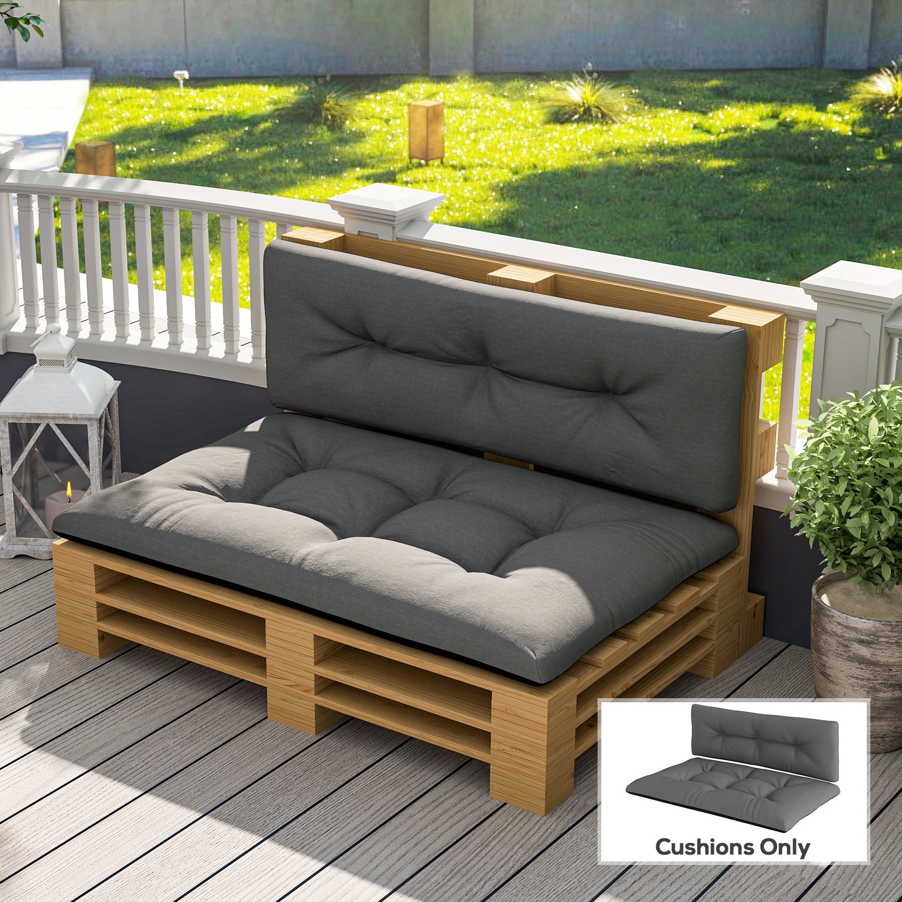 2 Seater Pallet Cushions Outdoor 3.9 Thick Replacement Cushions