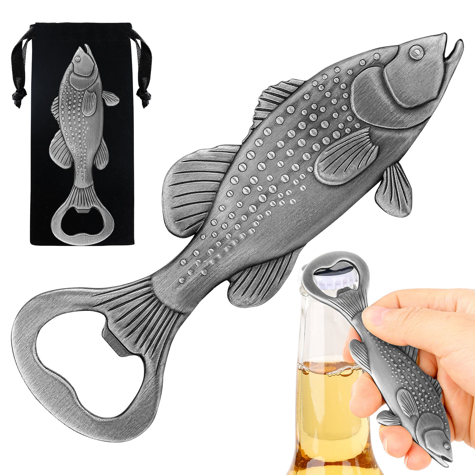 Creative Sea Bass Bottle Opener With Velvet Bag