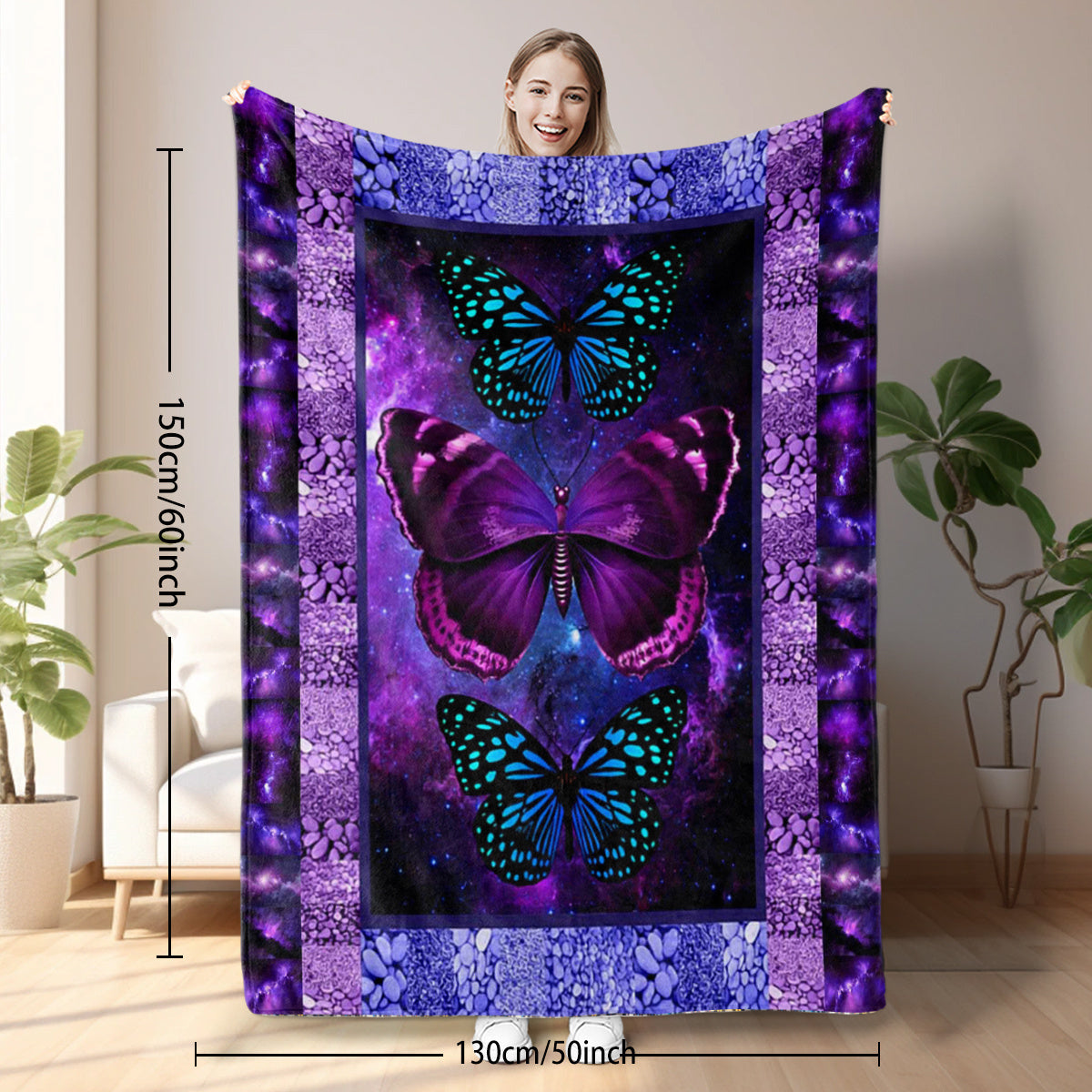Cozy Butterfly Printed Flannel Blanket