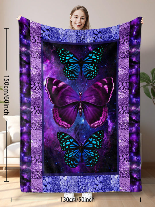 Cozy Butterfly Printed Flannel Blanket