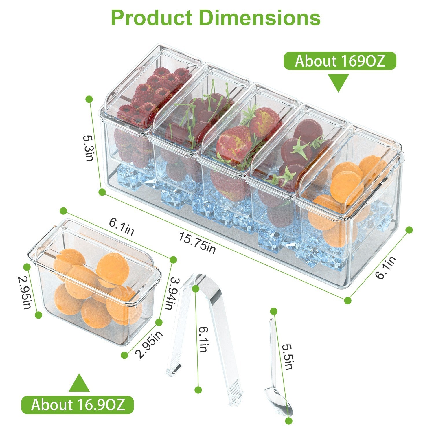 1Set Ice Chilled Condiment Caddy Serving Tray
