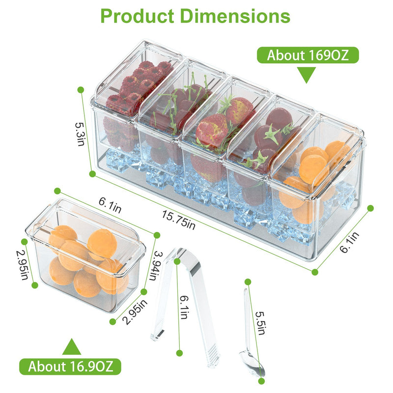 1Set Ice Chilled Condiment Caddy Serving Tray