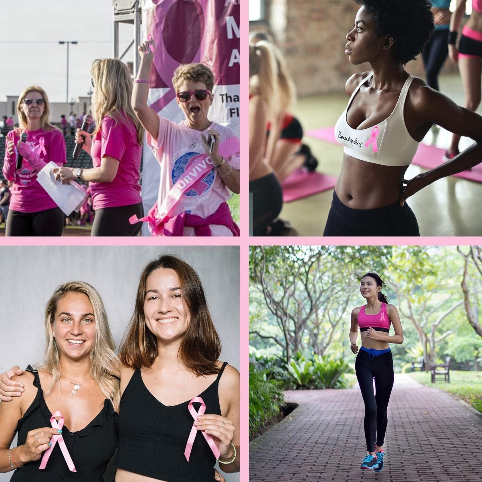 Halatool 100 Pink Ribbon Pins For Breast Cancer Awareness