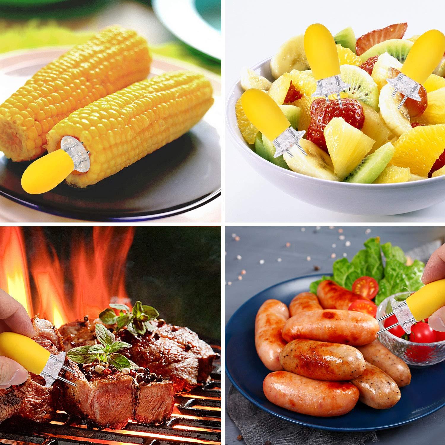 Yellow Corn Cob Holder Stainless Steel Fork Skewer Is Suitable For Corn On The Cob Grilling Tools-Selling On Amazon Is Prohibited