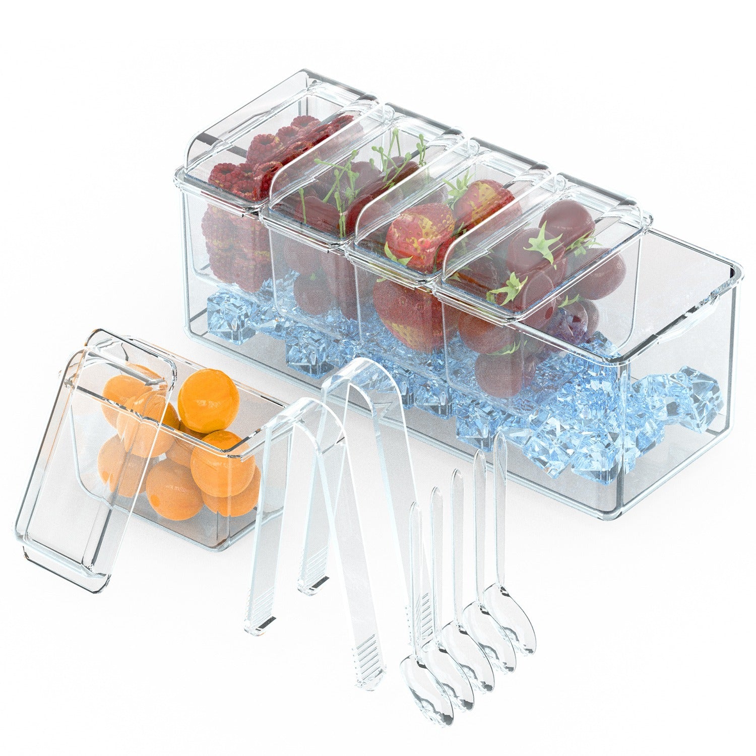 1Set Ice Chilled Condiment Caddy Serving Tray