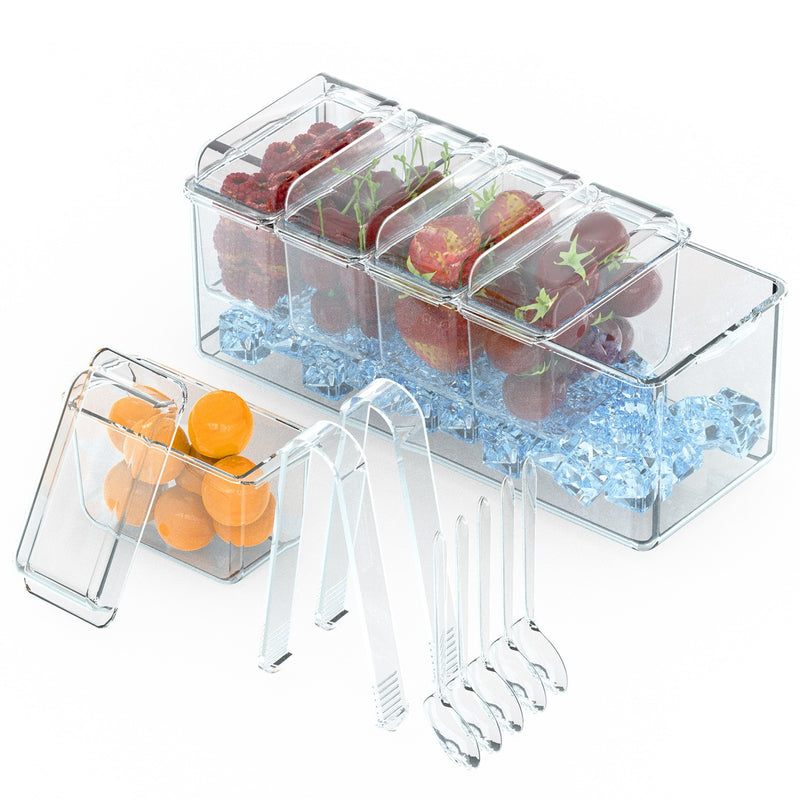 1Set Ice Chilled Condiment Caddy Serving Tray