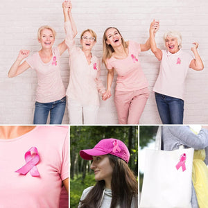 Halatool 100 Pink Ribbon Pins For Breast Cancer Awareness