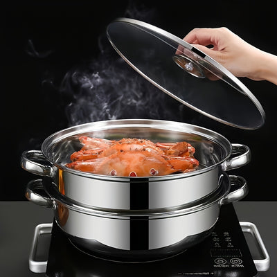 High Quality Stainless Steel Steamer Set - Double-layer Thickened Design