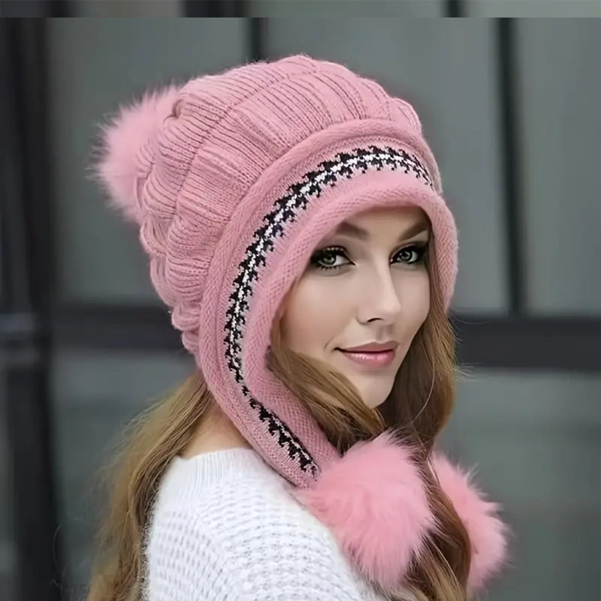 Cozy Knit Fleece-Feel Beanie With Ear Flaps