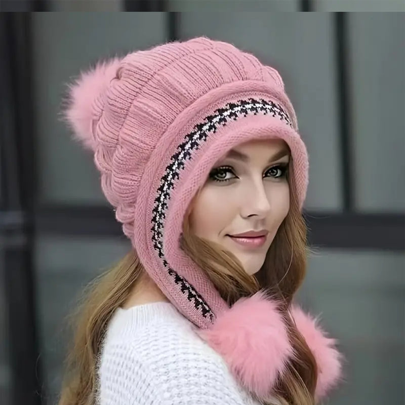 Cozy Knit Fleece-Feel Beanie With Ear Flaps