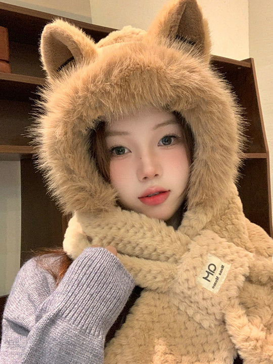 Autumn And Winter Cute Furry Fox Ear Hat