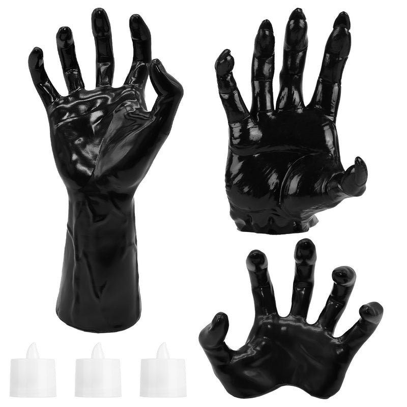 3Pcs Creepy Reaching Hands With Lighted Candles Wall Mounted Halloween