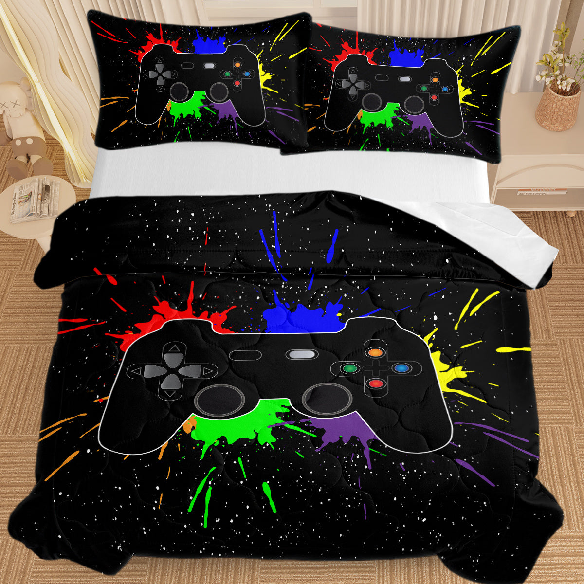 Black Video Game Comforter For Girls Boys