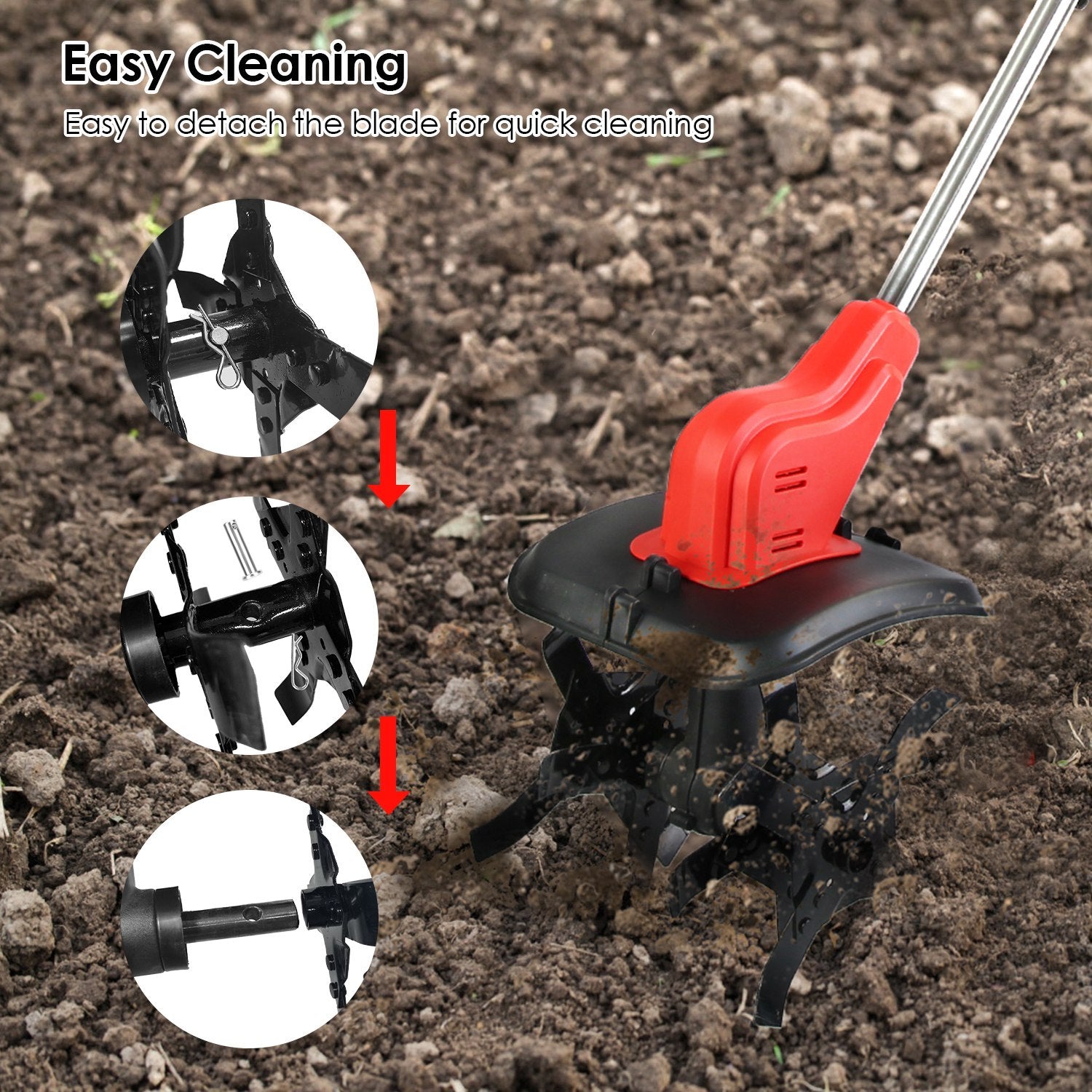 1Pc 21V Electric Cordless Tiller Cultivator Powered Garden Tiller