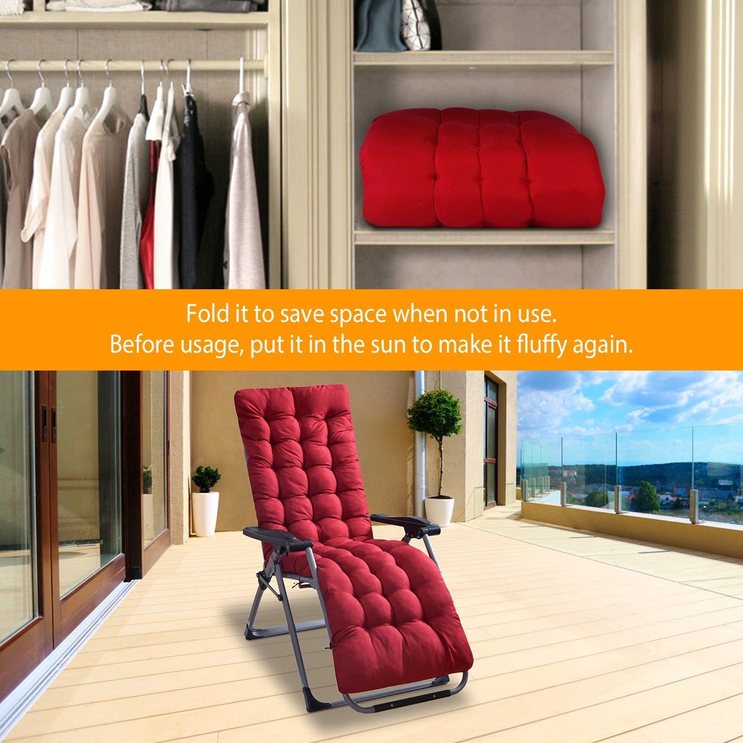 1Pc Chaise Lounger Cushion
