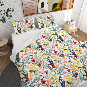 Floral Quilt 3 Pieces Microfiber Quilt Sets