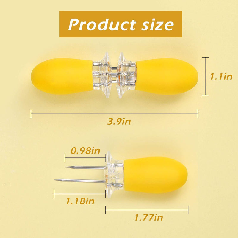 Yellow Corn Cob Holder Stainless Steel Fork Skewer Is Suitable For Corn On The Cob Grilling Tools-Selling On Amazon Is Prohibited