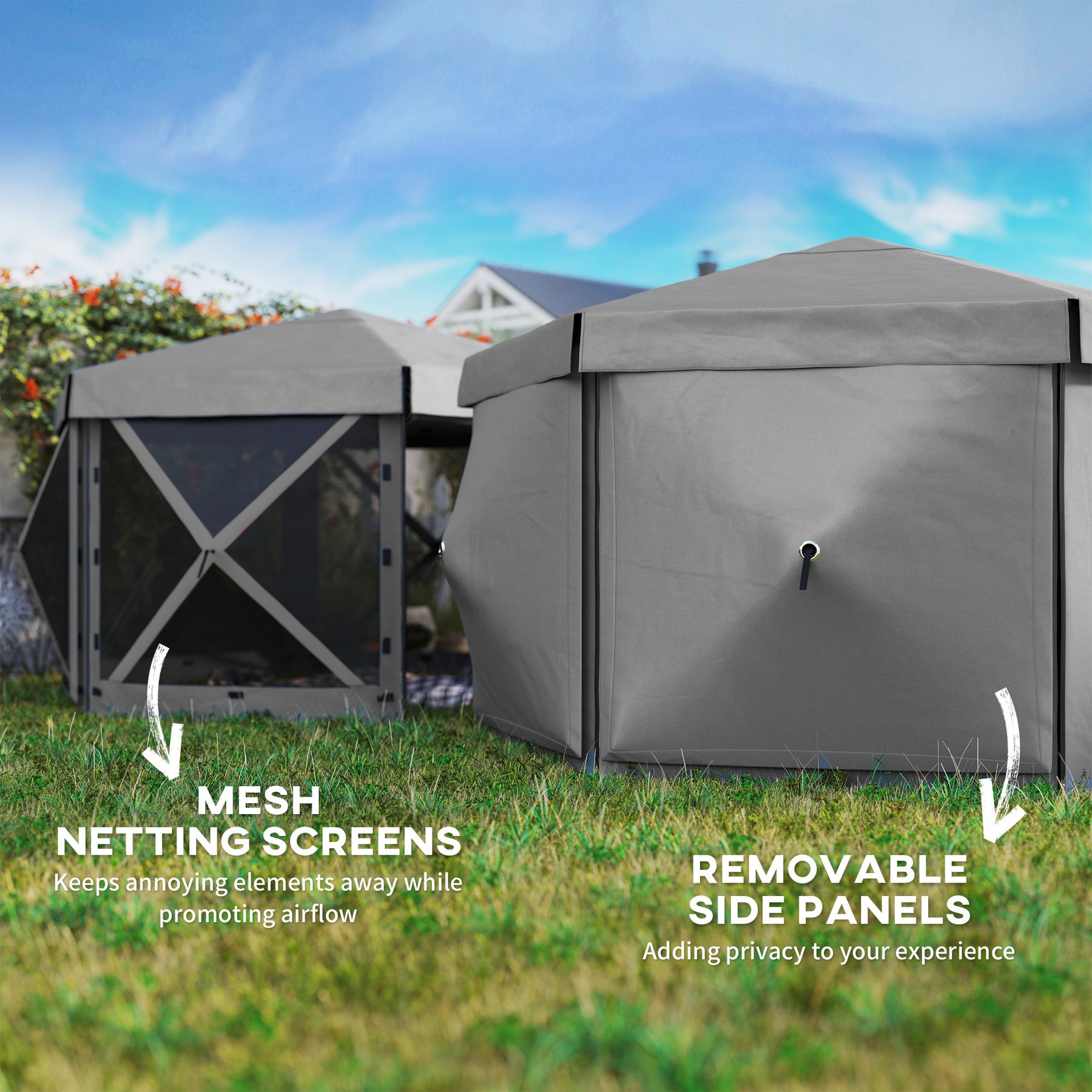 12 X 12 Hexagonal Up Gazebo Canopy Tent With 5 Sidewalls