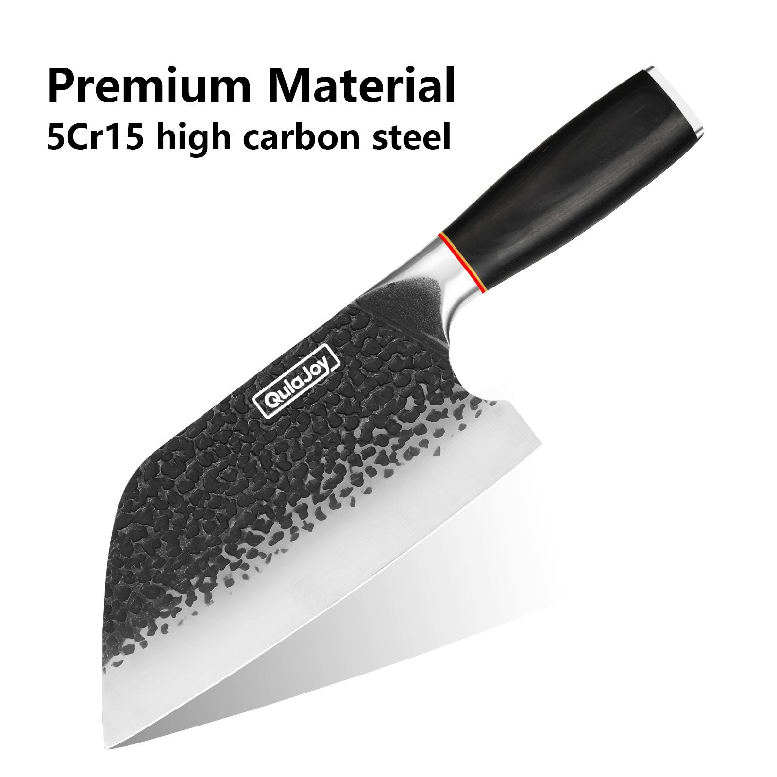 Qulajoy Meat Cleaver Knife - 7.3 Inch High Carbon Stainless Steel Butcher Knife For Meat Cutting
