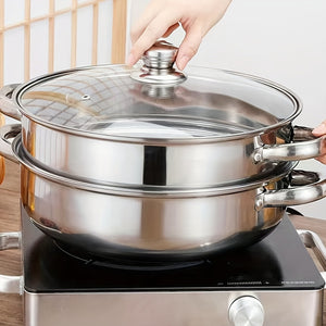 High Quality Stainless Steel Steamer Set - Double-layer Thickened Design