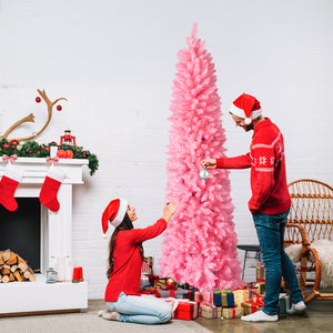 7.5 FT Hinged Christmas Tree, Artificial Pencil Christmas Tree