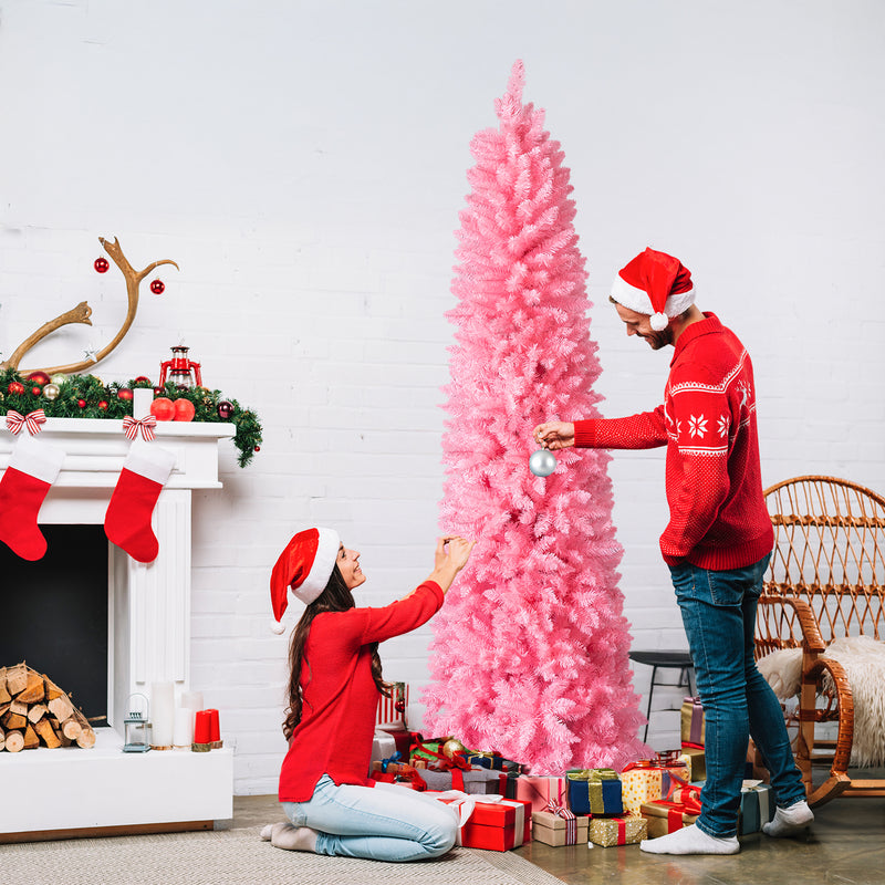 7.5 FT Hinged Christmas Tree, Artificial Pencil Christmas Tree