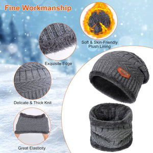 3Pcs Winter Knitted Hat Scarf Gloves Winter