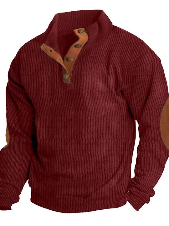 Corduroy Casual Stand Collar Long-sleeved Sweater